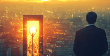Image for actupool review 2025 - Man standing in front of a skyline with portal in late sunlight 