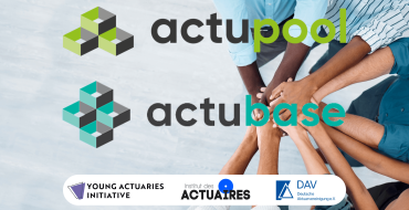 Logos of actupool, actubase, Deutsche Aktuarvereinigung, Young Actuaries Intiaitive, Institut des actuaires, 