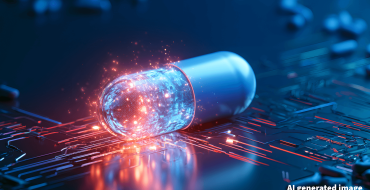 Image of a pill symbolising digitalisation and medication  