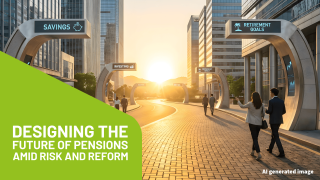 Street in sunset with different tram stops, symbolizing stations in pensions