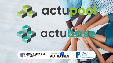 Logos of actupool, actubase, Deutsche Aktuarvereinigung, Young Actuaries Intiaitive, Institut des actuaires, 