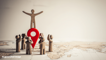 Symbolic people standing on map / ai generated 