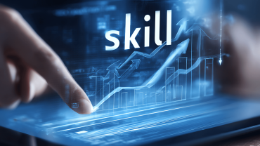 Image with fingers on Graph saying Skill; depicting the topic of analysis of LinkedIn data