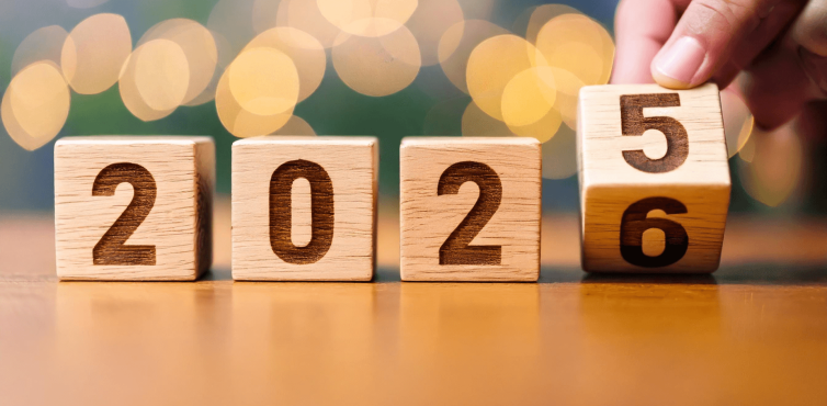 Key visual of actupool December newsletter displaying dice showing 2025 / 2026  